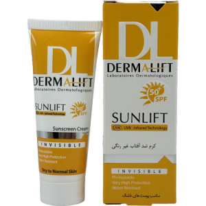 کرم ضد آفتاب درمالیفت SPF50 بی‌رنگ برای پوست خشک