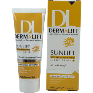 استفاده کرم ضد آفتاب درمالیفت SPF50 رنگی NATURAL BEIGE 2 روی پوست خشک و معمولی