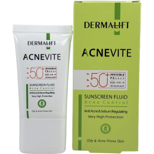 فلوئید ضد آفتاب درمالیفت Acnevite SPF50 بیرنگ مخصوص پوست چرب و آکنهدار