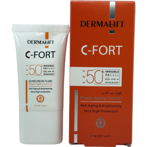 فلوئید ضد آفتاب درمالیفت C-Fort SPF50 بیرنگ مناسب انواع پوست