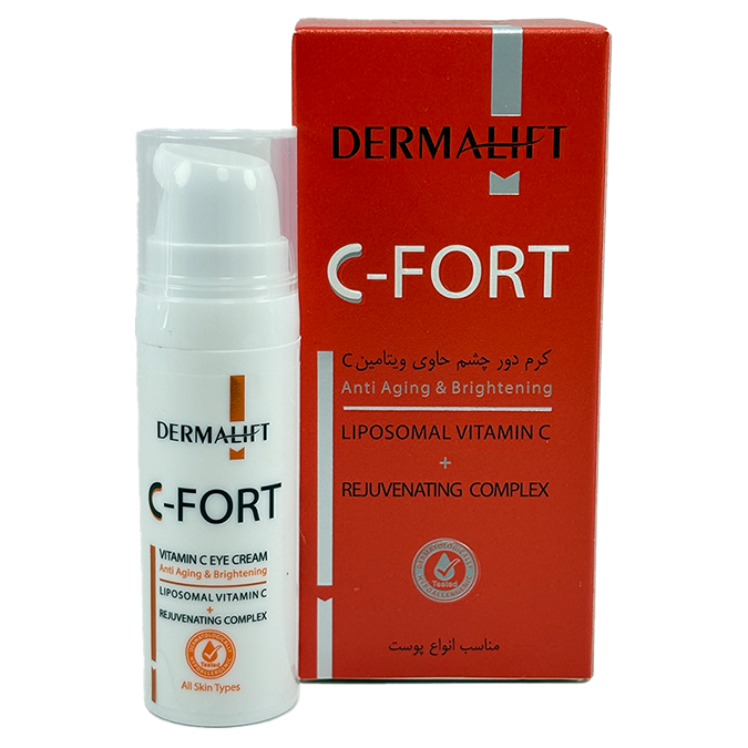 بسته‌بندی کرم C Fort Vitamin C درمالیفت با بافت سبک و جذب سریع مناسب استفاده روزانه.