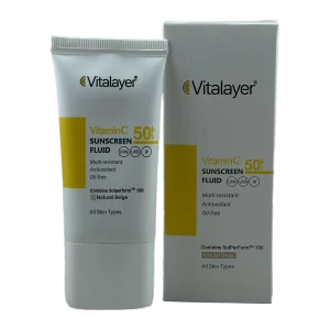 فلوئید ضد آفتاب رنگی ویتالیر SPF50 بژ طبیعی – پوششدهنده و روشنکننده