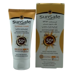 ضد آفتاب رنگی سان سیف SPF50 بژ طبیعی مناسب پوست حساس