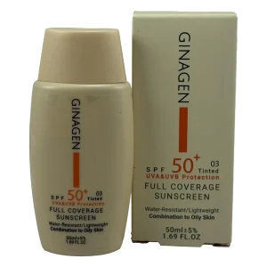 کرم ضد آفتاب رنگی ژیناژن Full Coverage SPF50 رنگ 03 پوست چرب