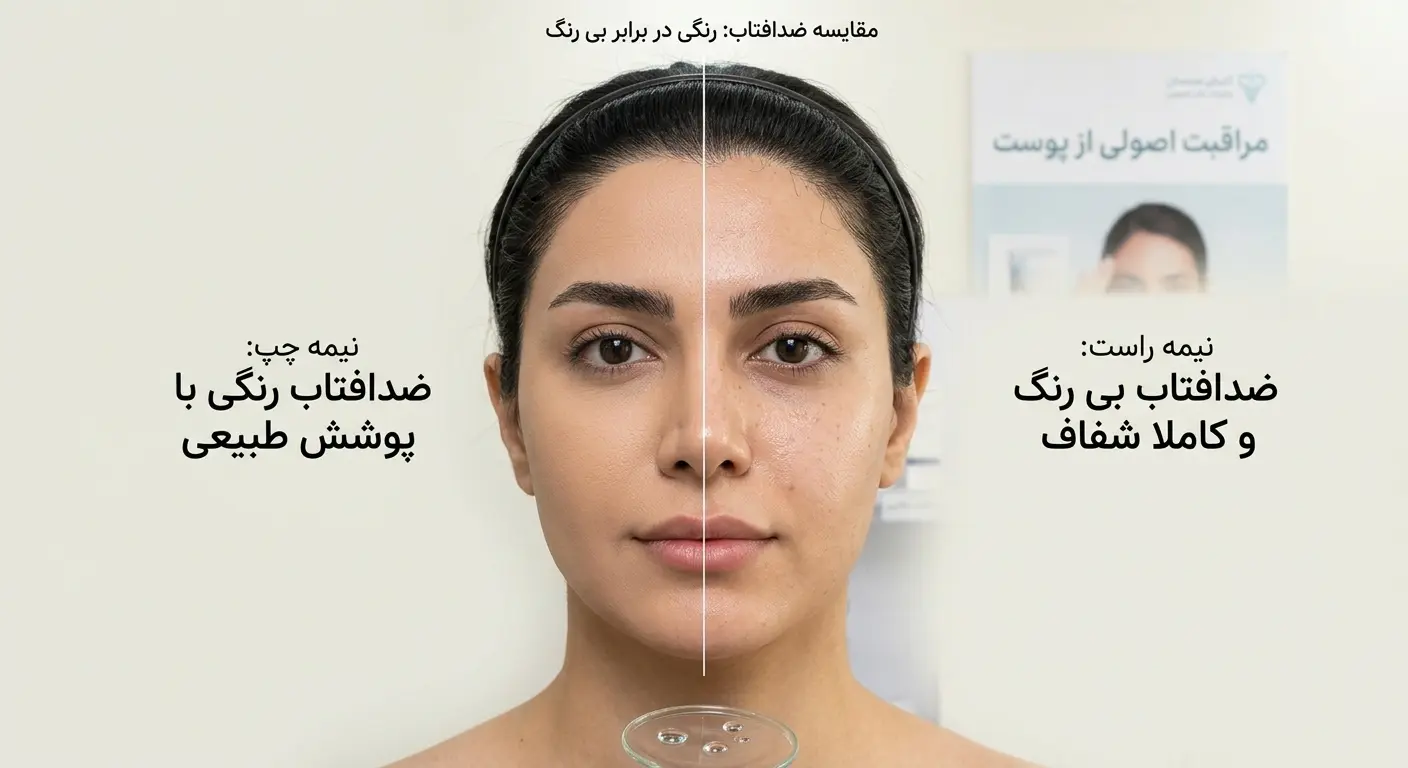 مقایسه کرم ضدآفتاب رنگی و بی رنگ