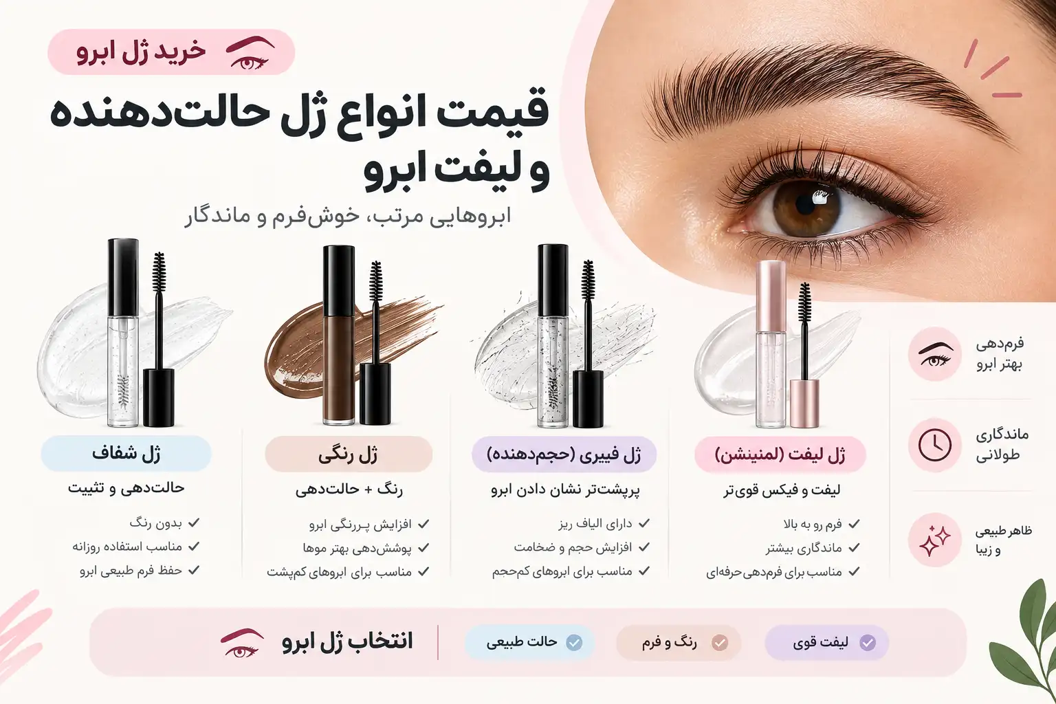 قیمت انواع ژل حالت دهنده و لیفت ابرو